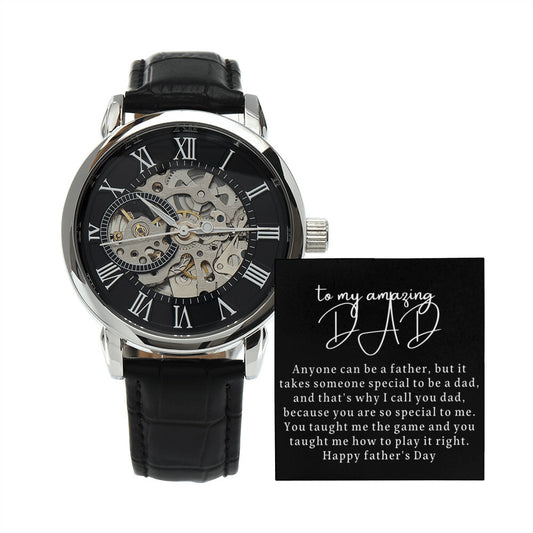 Happy Fathers Day Gift Openwork Watch for Dad, Father's Day gift